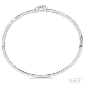 1 ctw Oval Shape Round Cut Diamond Lovebright Stackable Bangle in 14K White Gold