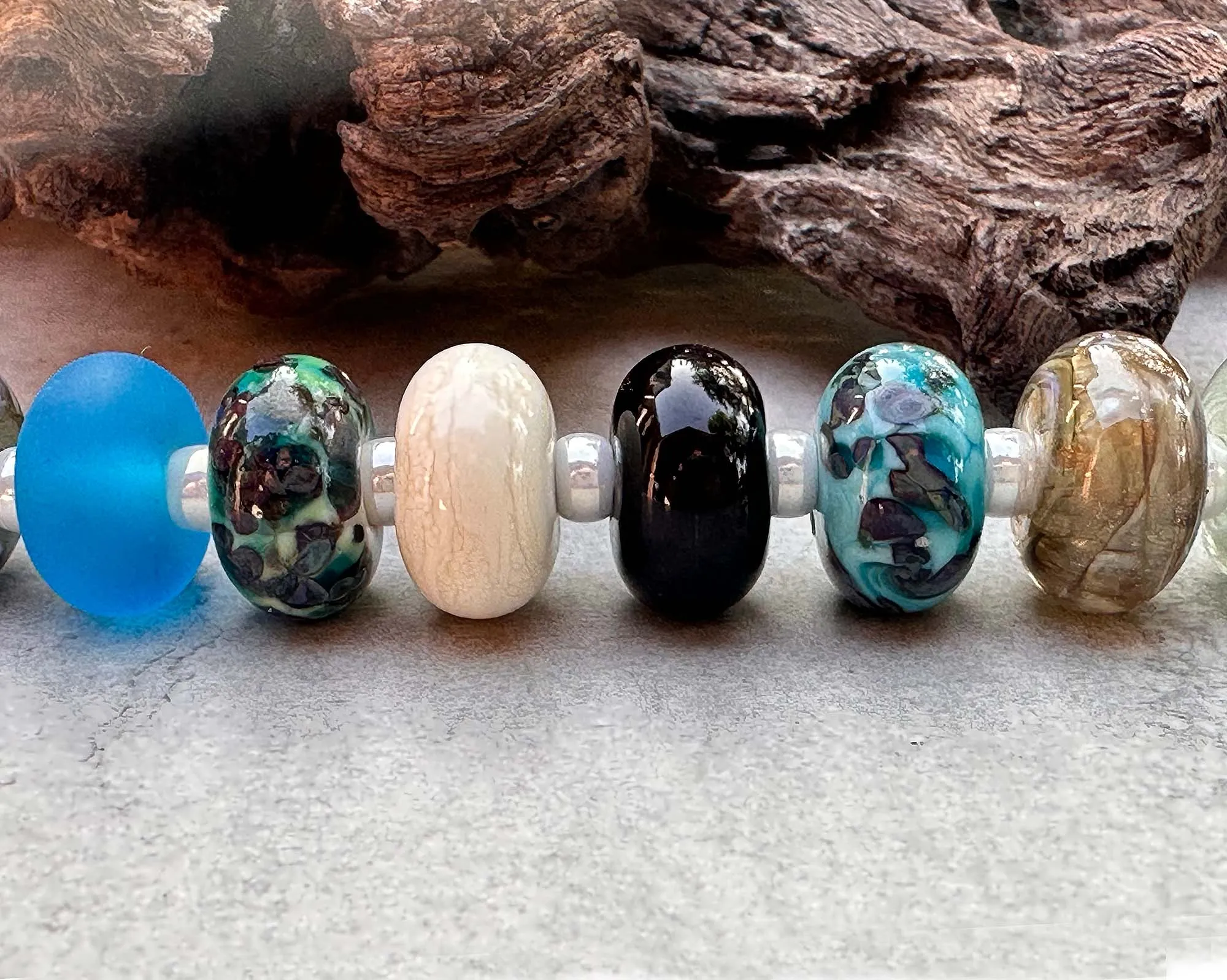 13 Turquoise Mosaic Mix Lampwork Beads Set SRA