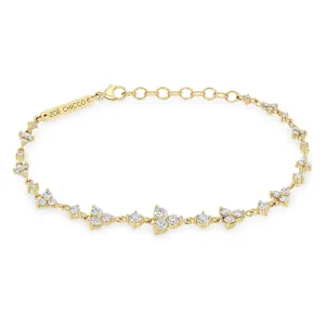 14k Alternating Graduated Prong Diamond & Diamond Trio Bracelet