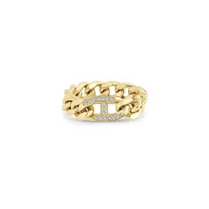 14k Pavé Diamond Mariner Link Large Curb Chain Ring