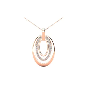 14K Rose Gold 1/5 Ct.Tw. Diamond Oval Frame Pendant