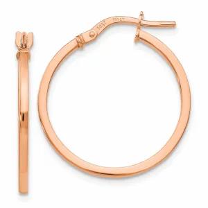 14k Rose Gold Polished Finish Hoop Earrings