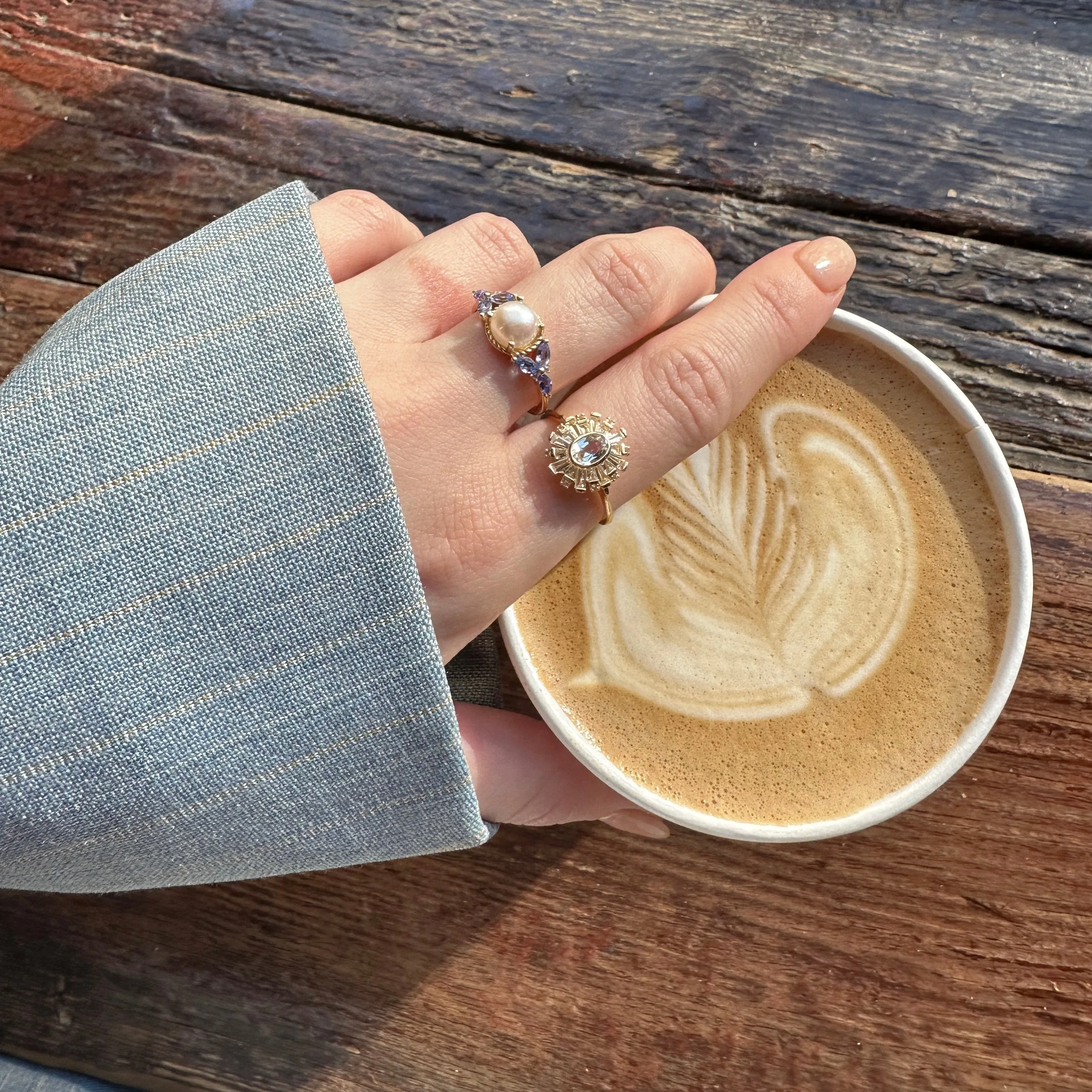 14k Vintage Inspired Pearl and Tanzanite Statement Ring