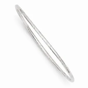 14K White Gold Grooved Slip-On Bangle Bracelet