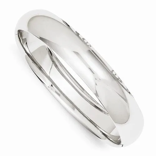 14K White Gold High Polished Hinged Bangle Bracelet