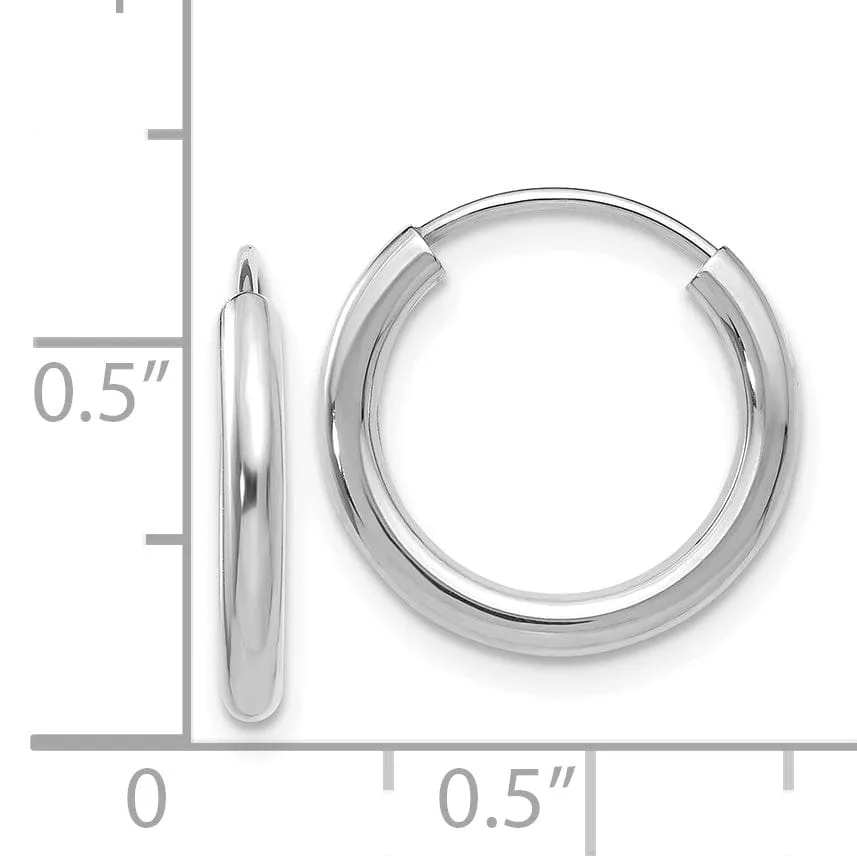 14k White Gold Polished Endless 2mm x 16mm Hoop Earrings