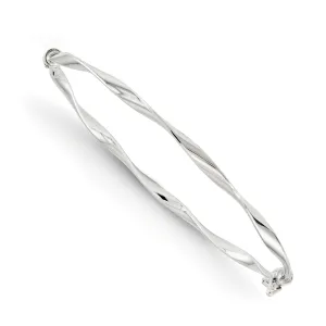 14K White Gold Polished Twisted Hinged Bangle