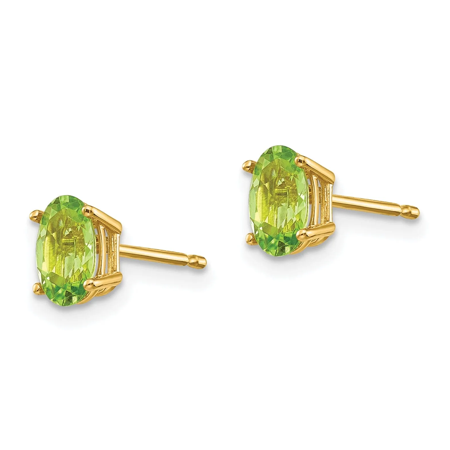 14k Yellow Gold Oval Peridot Birthstone Earrings