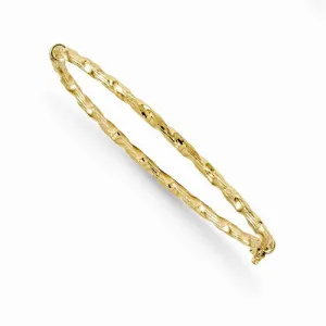 14K Yellow Gold Polished Diamond-Cut Twist Bangle Bracelet