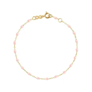 18K Gold and Baby Pink Resin Beaded Classic Bracelet