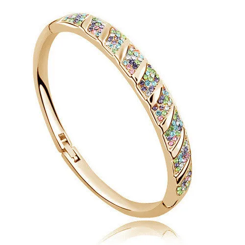 18K gold Plated A  Rhinestone Circle Cuff Bracelet