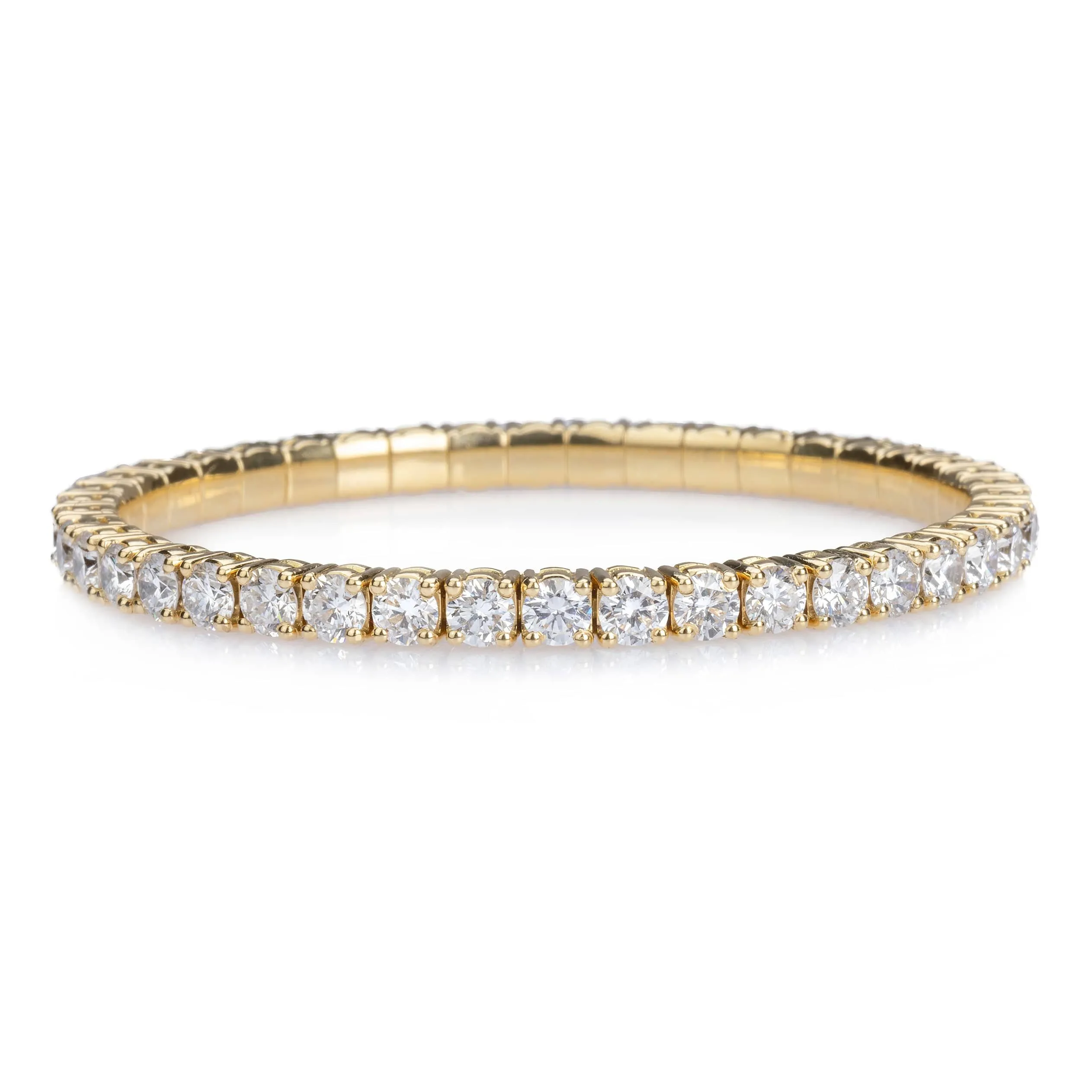 18K Gold Stretch & Stack Round Diamond Tennis Bracelet, 10.2 Carats, Natural Mined Diamonds