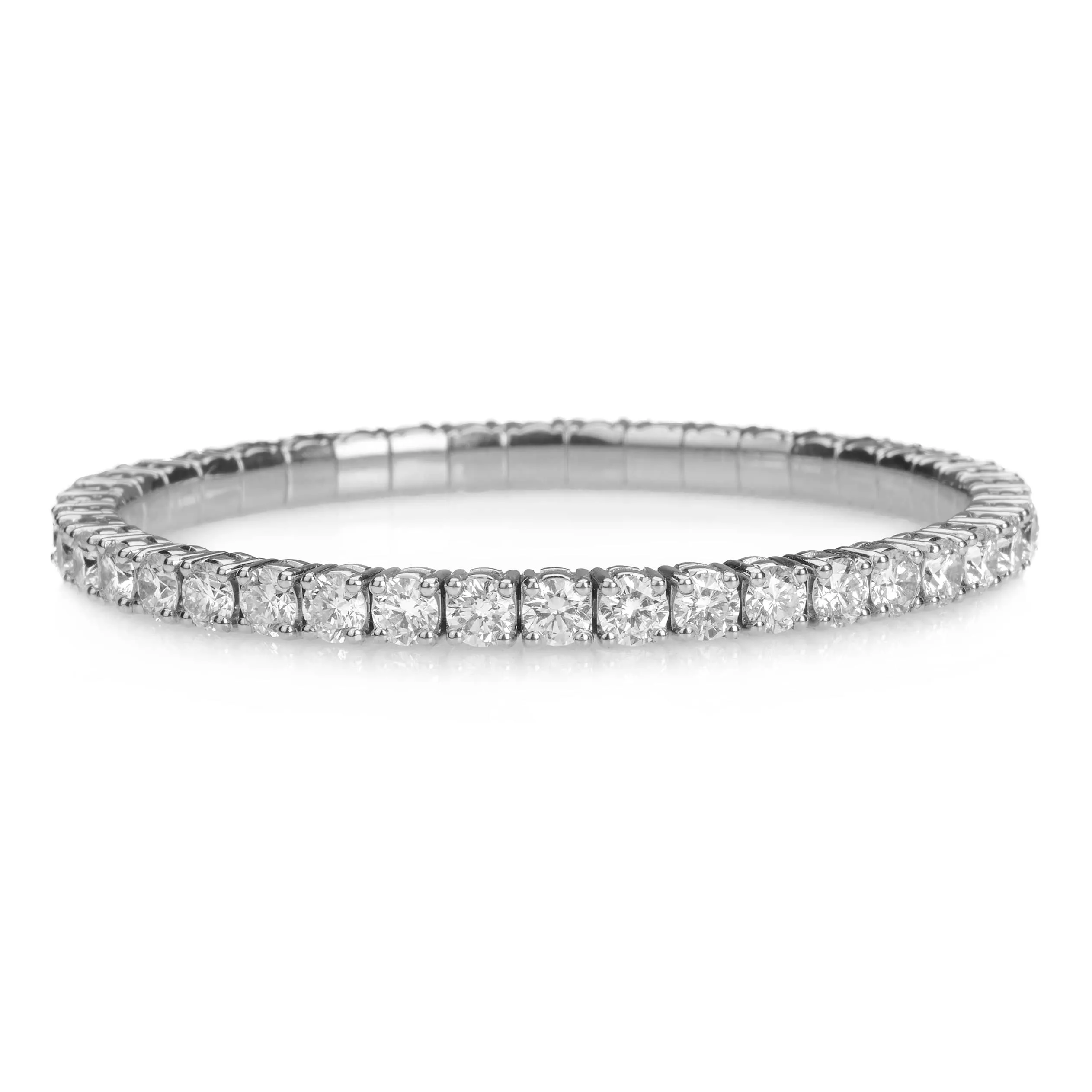 18K Gold Stretch & Stack Round Diamond Tennis Bracelet, 10.2 Carats, Natural Mined Diamonds