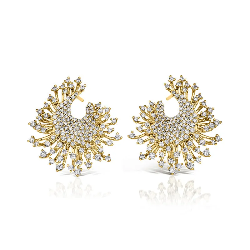 18k Luminus Yellow Gold Earring With 2.31 Cts Vs-Gh Diamonds