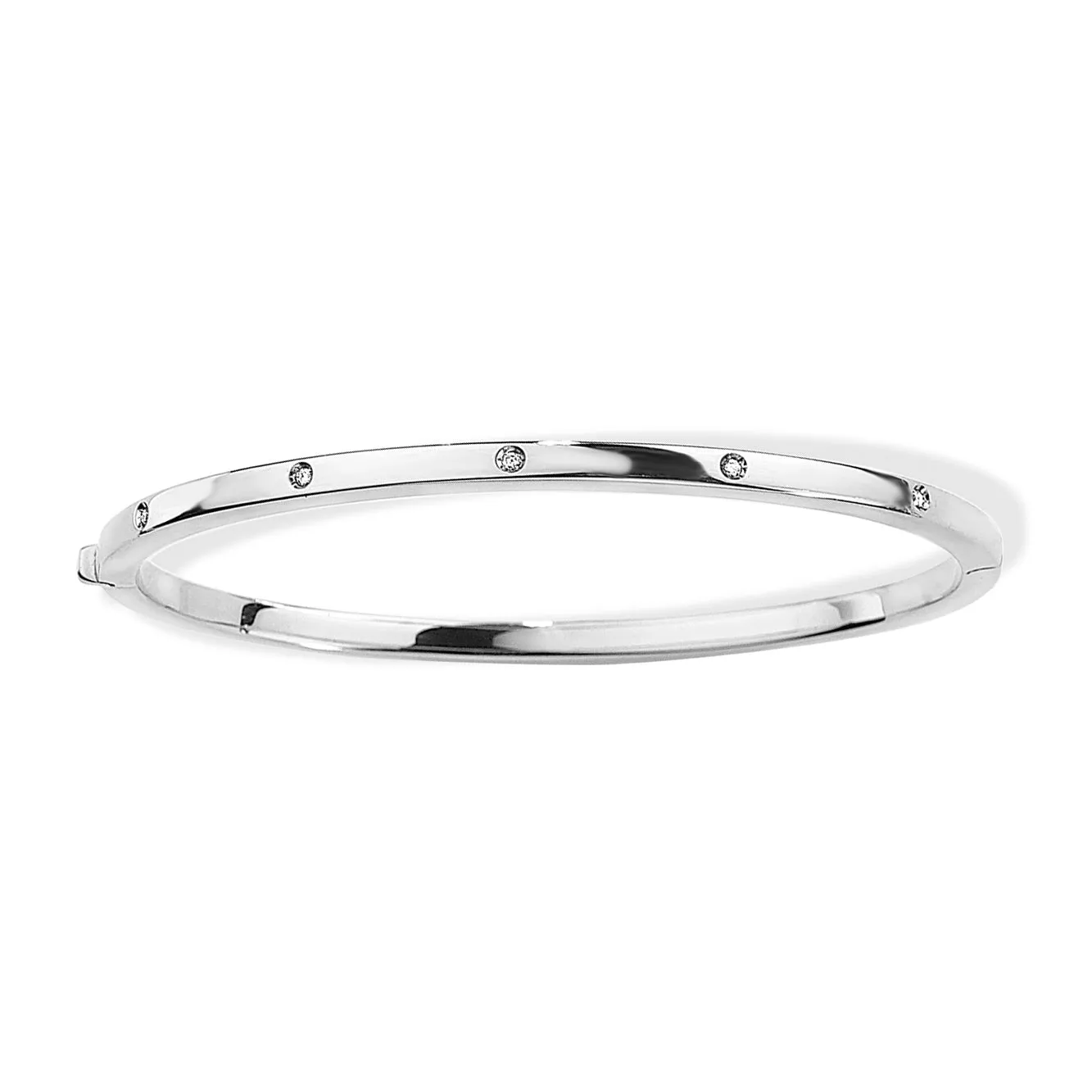 18K White Gold 0.18ct Diamond Stud Bangle