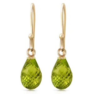 2.7 Carat 14K Solid Yellow Gold Fish Hook Earrings Peridot