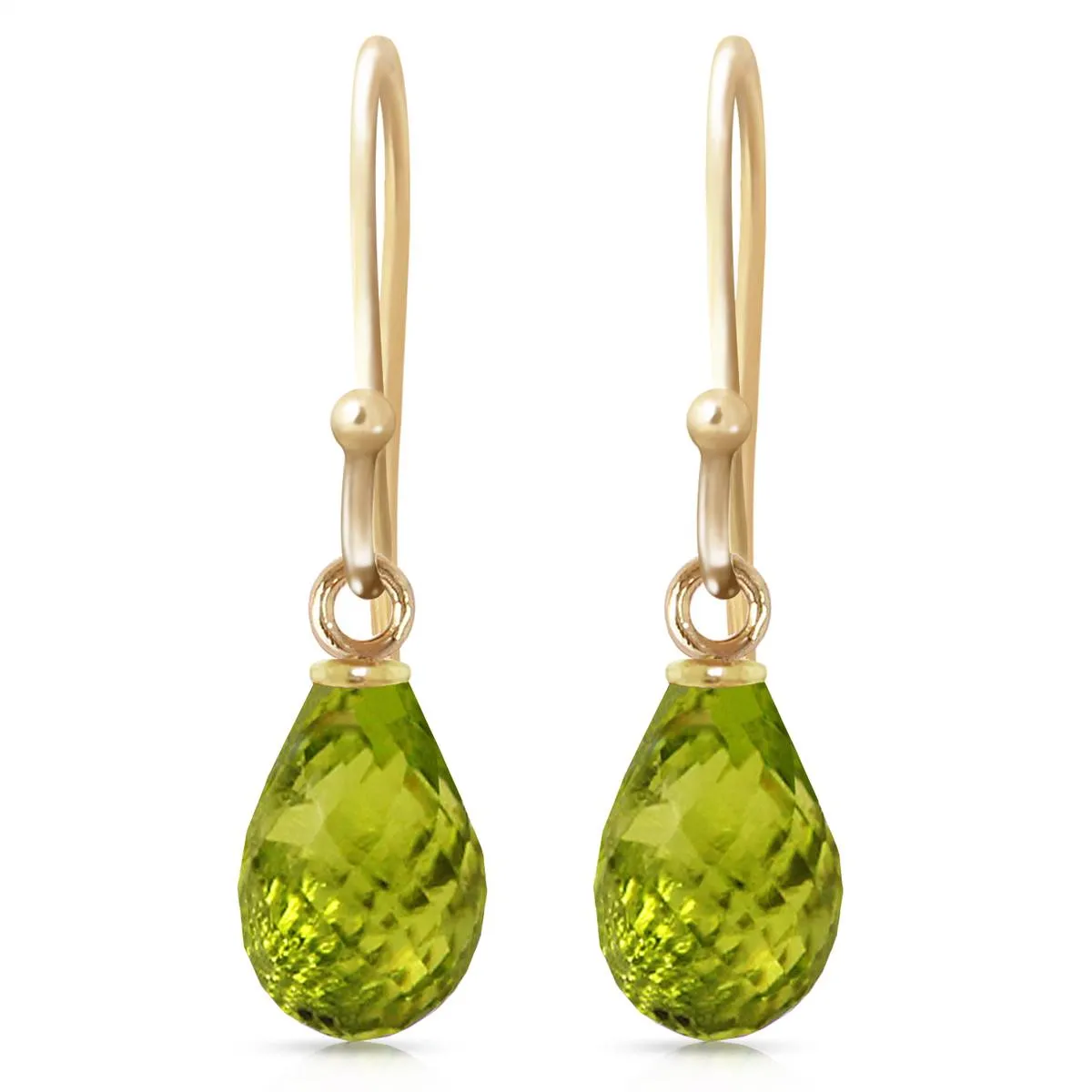 2.7 Carat 14K Solid Yellow Gold Fish Hook Earrings Peridot