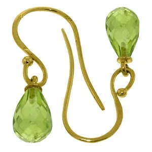 2.7 Carat 14K Solid Yellow Gold Fish Hook Earrings Peridot