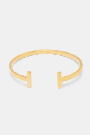 4mm Gold Plated Polished T Bar Bangle