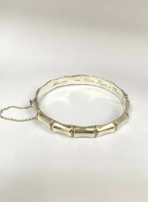 7 inch, Vintage, Sterling Silver Hinged Bamboo Bangle, 13.6g