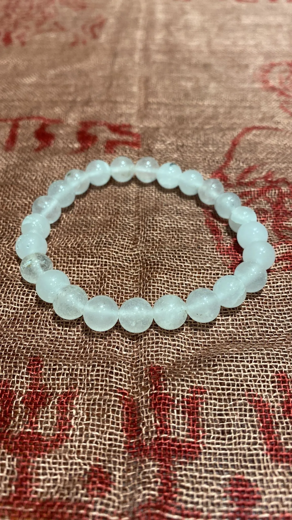 8MM White Agate Bead Stretchy Bracelet