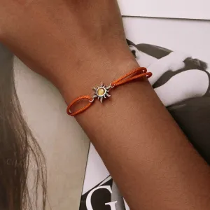 925 Sterling Silver Orange Sun Rope Adjustable Bracelet for Women