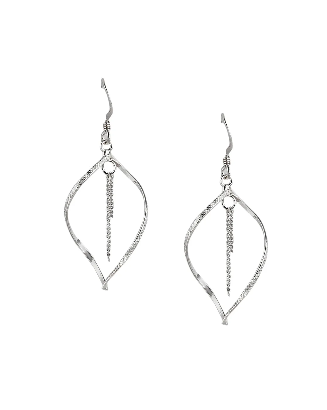 925 Sterling Silver Rhodium Plated Contemporary Drop Earring