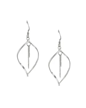 925 Sterling Silver Rhodium Plated Contemporary Drop Earring