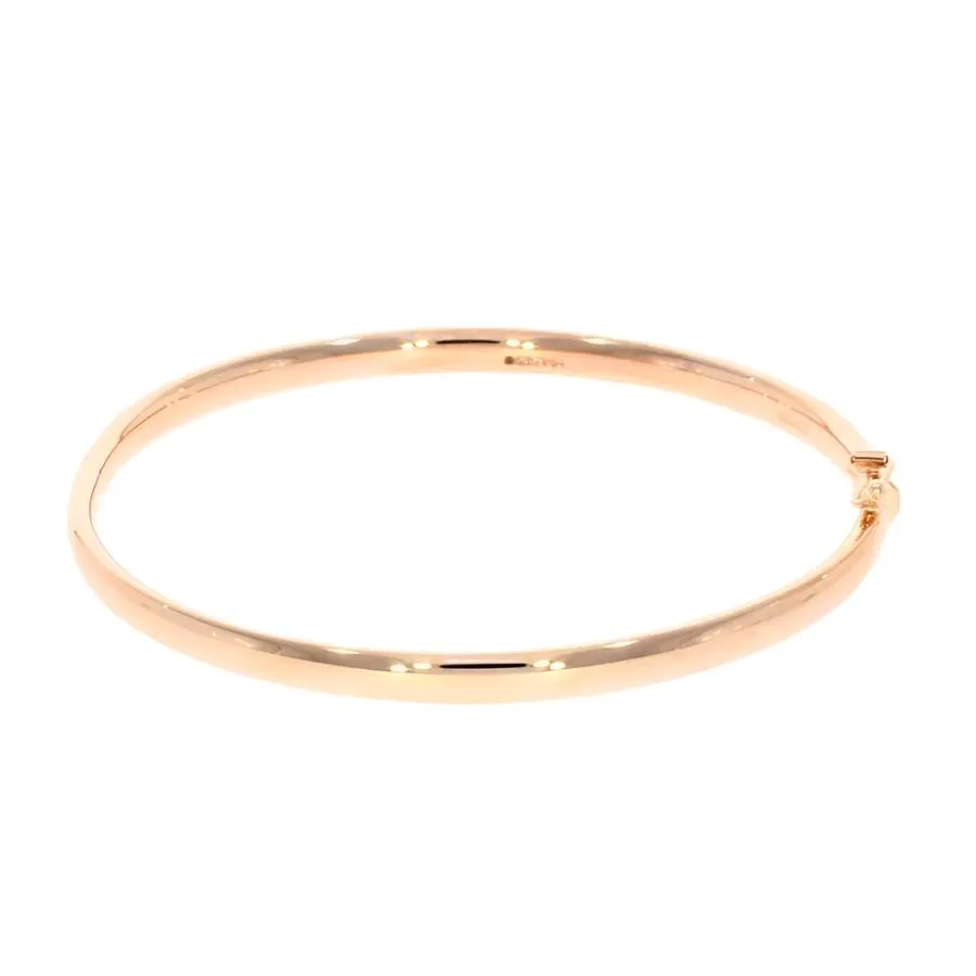 9ct Rose Gold Polished Oval Solid Hinged Bangle