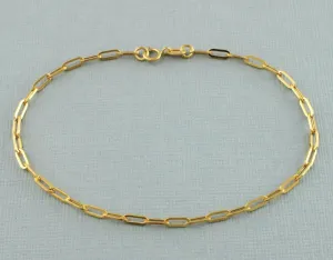 9ct Yellow Gold Paperclip Chain Bracelet 19cm / 7.5 inch