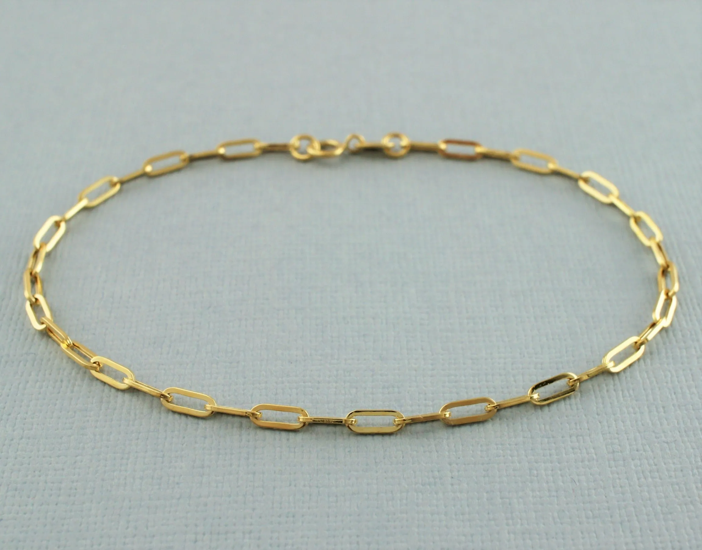 9ct Yellow Gold Paperclip Chain Bracelet 19cm / 7.5 inch