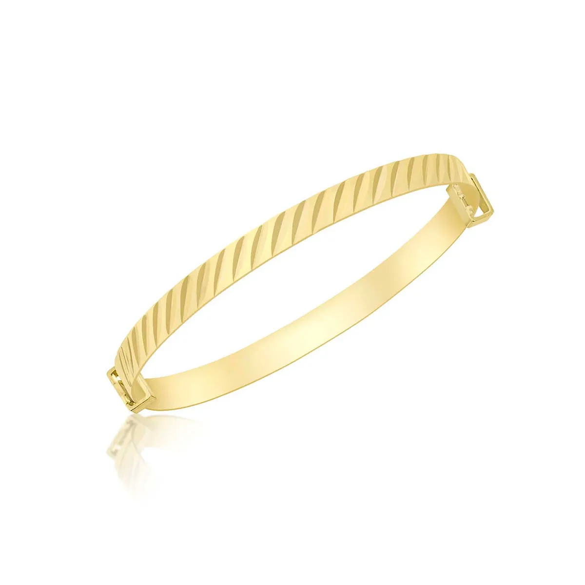 9K Yellow Gold Diamond Cut Oblique Baby Bangle