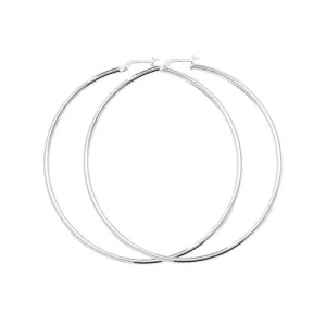 Acotis Silver Hoop Earrings Plain G5283