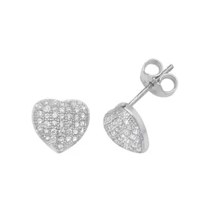 Acotis Silver Stud Earrings Heart Zirconia G51093