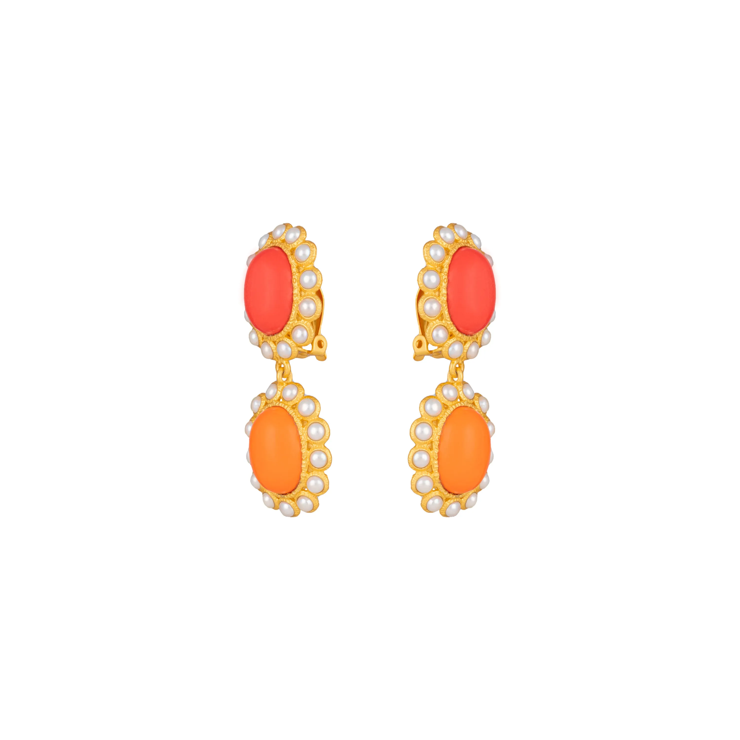 Ada Earrings Red & Orange Coral