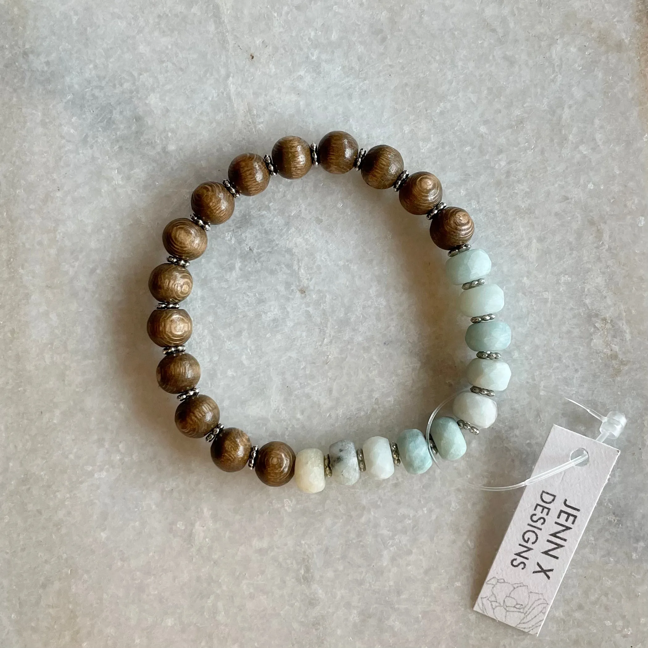 Amazonite   Wood Bracelet