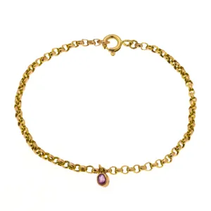 Antique 9ct Gold Belcher Bracelet, with Ruby Charm