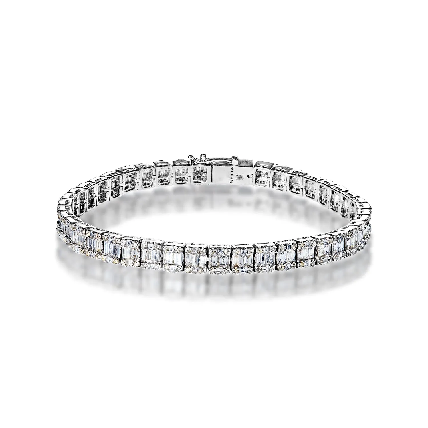 Averi 5 Carat Combine Mix Shape Single Row Diamond Tennis Bracelet in 14k White Gold