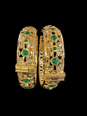 B148 Gold plated bangles - green  ( READY TO SHIP)