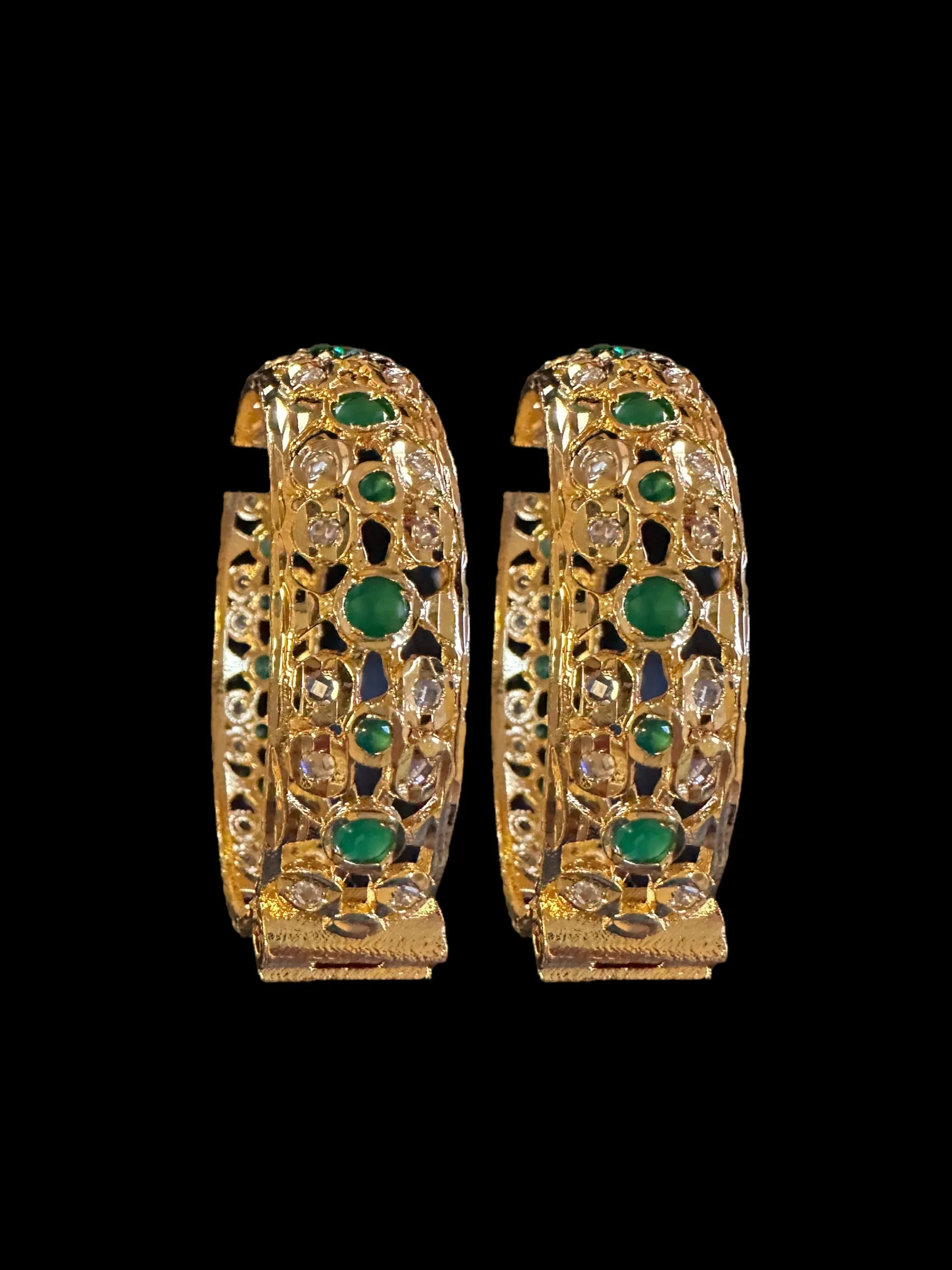 B148 Gold plated bangles - green  ( READY TO SHIP)