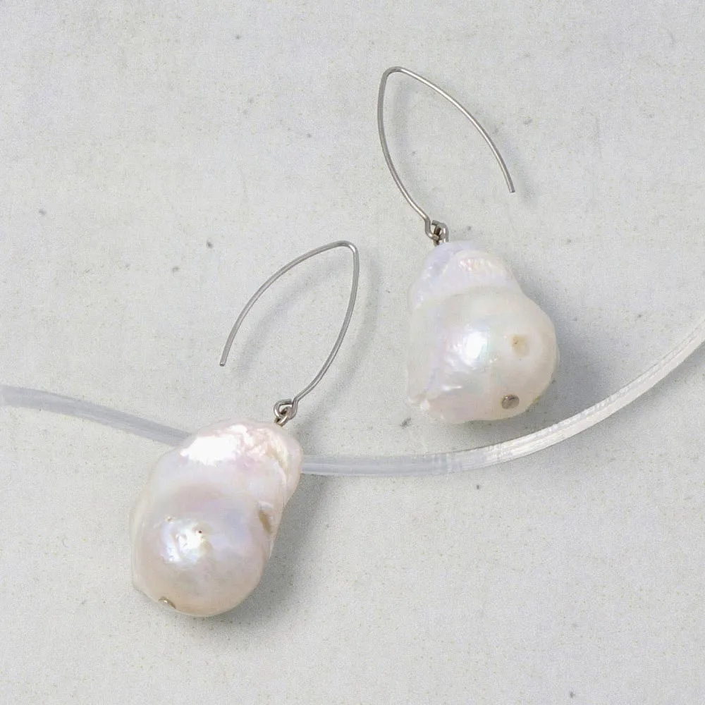 Baroque Pearl Silver Tone Hook Earrings