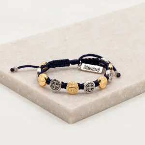 Benedictine Blessing Bracelet in Navy and Mixed Medals