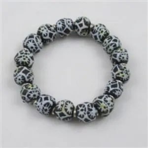 Black & White African Ghana Trade Bead  Bracelet