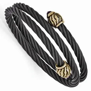 Black Titanium Cable & Bronze Amethyst Bracelet