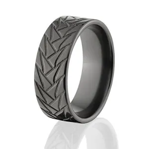 Black Zirconium Tread Ring - Men's Wedding Bands