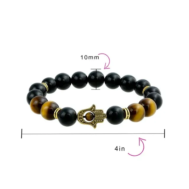 Bling Jewelry Stackable Brown Tiger Eye Black Bracelet