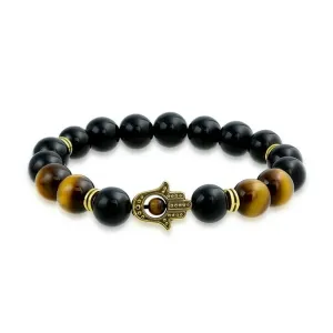 Bling Jewelry Stackable Brown Tiger Eye Black Bracelet