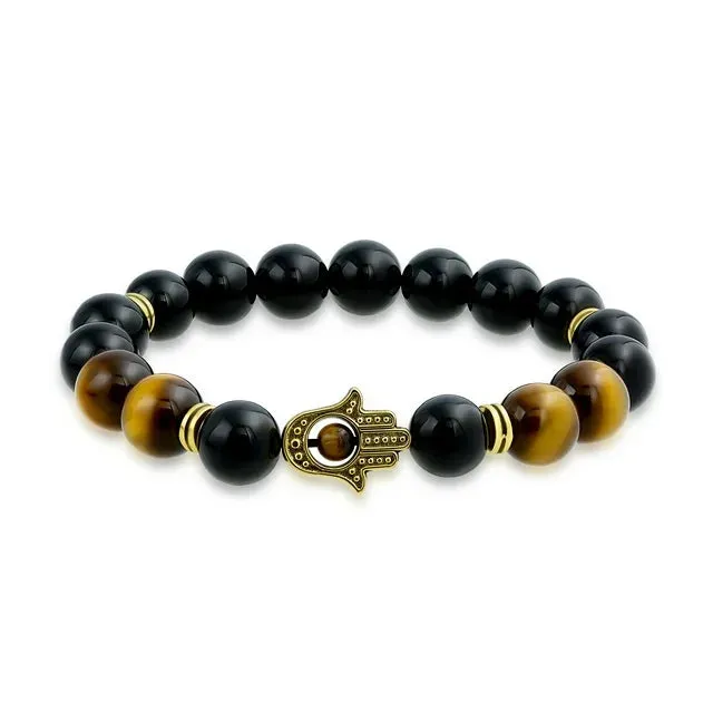 Bling Jewelry Stackable Brown Tiger Eye Black Bracelet