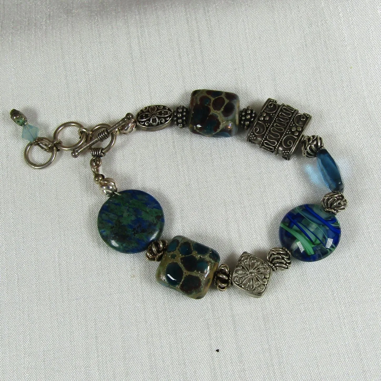 Blue and Silver Handmade  Bead  Classic Bracelet