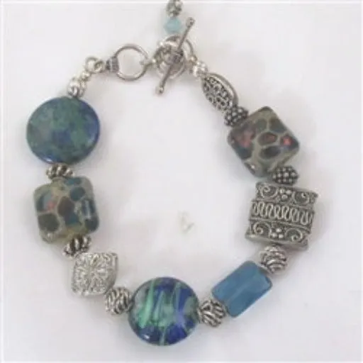 Blue and Silver Handmade  Bead  Classic Bracelet